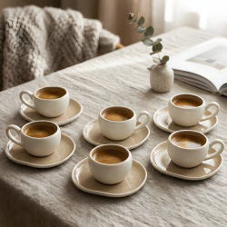 Coffee Cup and Saucer Set - 6 Pcs