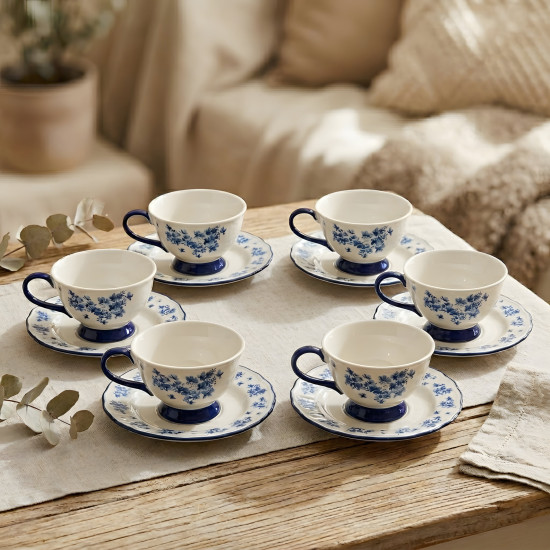 Tea Cup and Saucer Set - 6 Pcs
