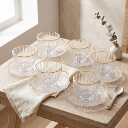 Tea Glass Cups And Saucer Set 6 Pcs