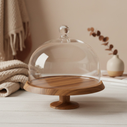Serving Platter With Wooden Base