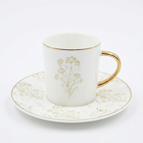 Coffee Cup and Saucer Set - 6 Pcs