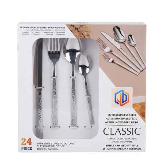 Silver Silverware Set 24 Pieces