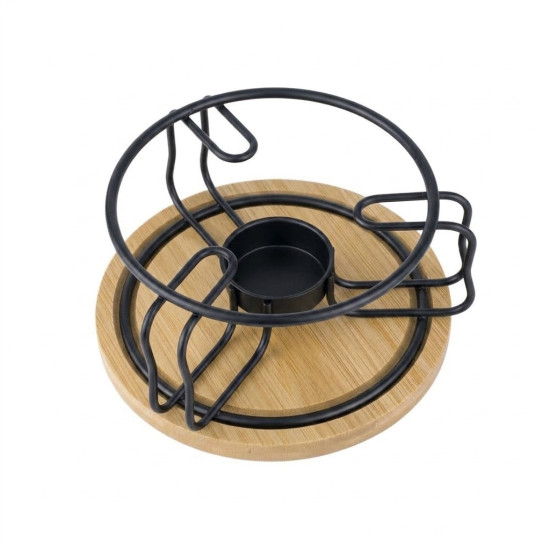 Metal Teapot Warmer with Wooden Base