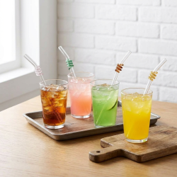 Glass Straws And Cleaning Brush- 5 Pcs