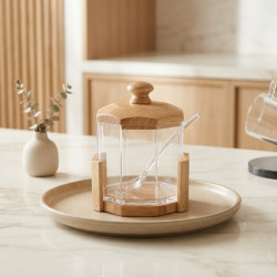 Acrylic Sugar Bowl with Wooden Lid