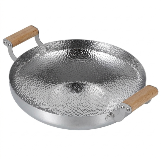 Stainless Steel Wok With Wooden Handle 30 cm