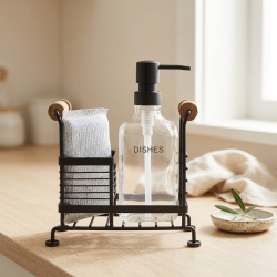 Glass Soap Dispenser with Metal Stand