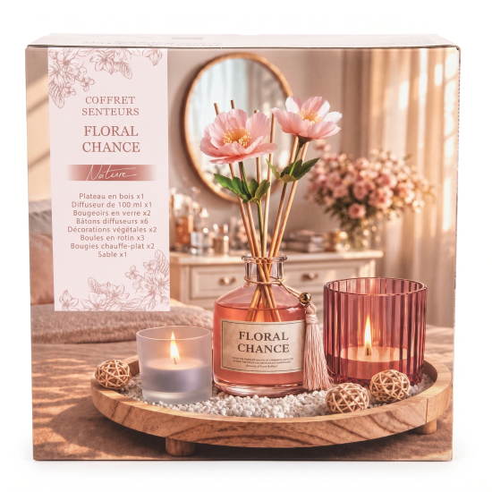 Floral Candle & Reed Diffuser Set