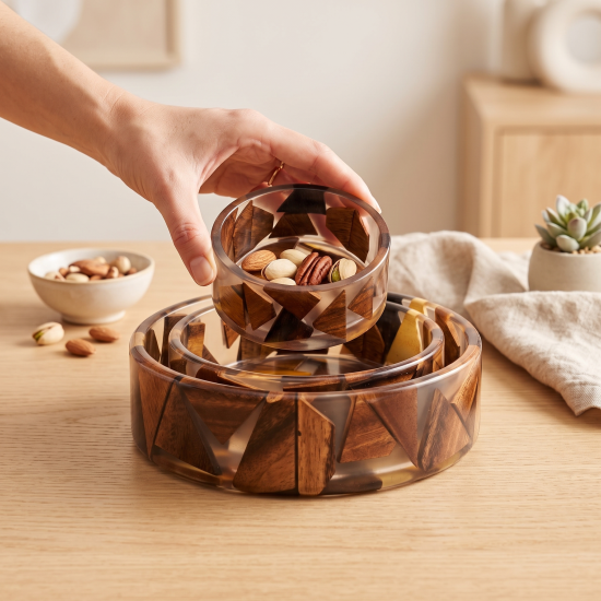 Wooden Tray Set 3 Pcs