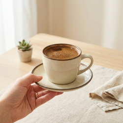 Porcelain Coffee Cup and Saucer Set - 6 Pcs