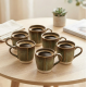 Mug Set 6 Pcs With Wooden Stand & Teapot