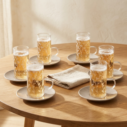 Glass Cups And Saucer Set 6 Pcs