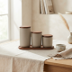 Porcelain Spice Set With Wooden Base 3 Pieces
