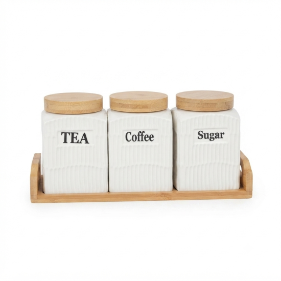 Ceramic Spice Set With Base 3 Pieces