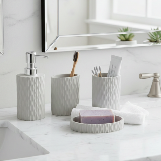 Ceramic Bathroom Set - 4 Pcs