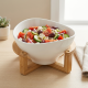 Porcelain Bowl with Wooden Stand