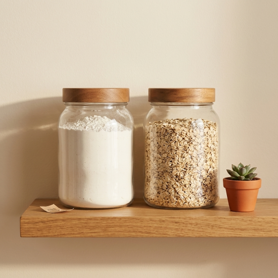 Acrylic Jar With Wooden Lid 1.25 L 