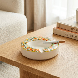 Orange Pattern Ceramic Ashtray Large