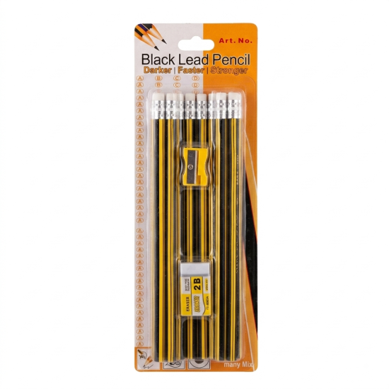 12 Pencils With Eraser And Sharpener