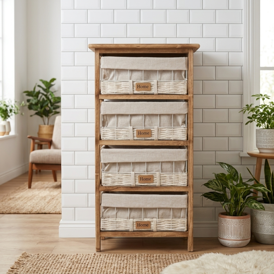 Wooden Storage Cabinet - 4 Drawers