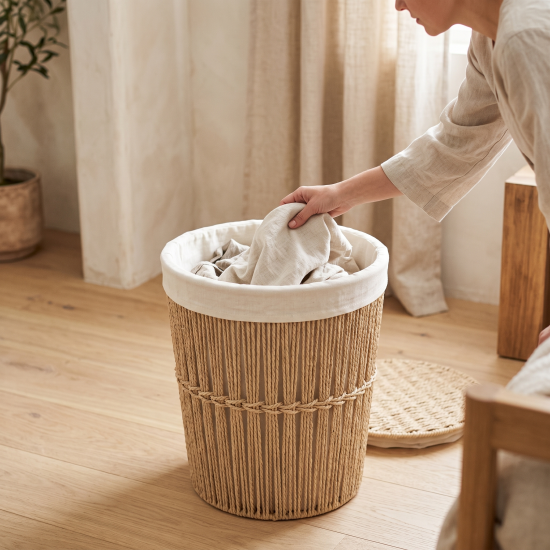 Straw Laundry Basket Medium