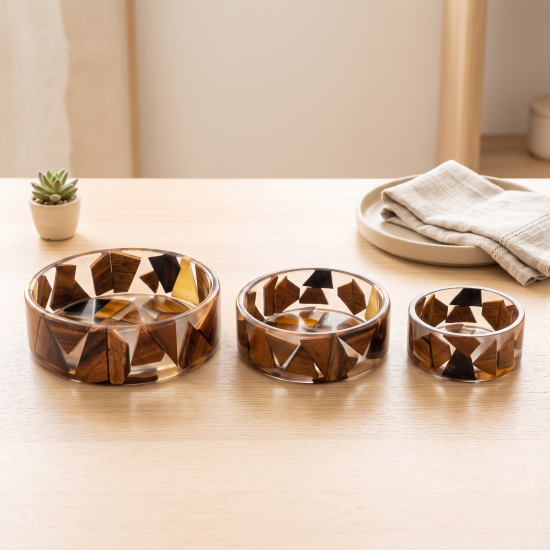 Wooden Tray Set 3 Pcs
