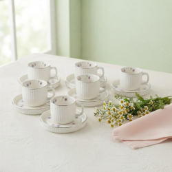 Coffee Cup and Saucer Set - 6 Pcs