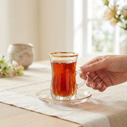 Glass Cups And Saucer Set 6 Pcs