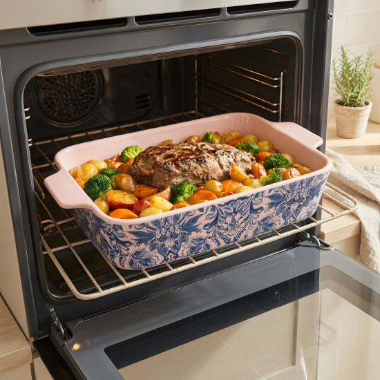 Floral Porcelain Casserole Set 3 Pcs