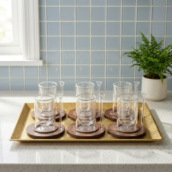 Glass Cups And Saucer Set 6 Pcs