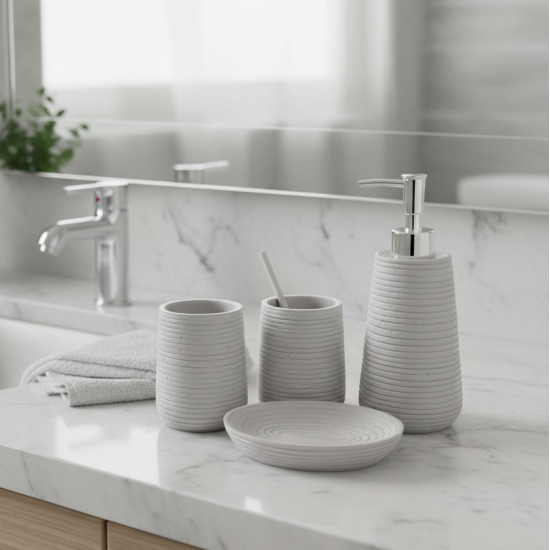 Ceramic Bathroom Set - 4 Pcs