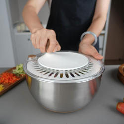 Stainless Steel Salad Spinner Drain Bowl