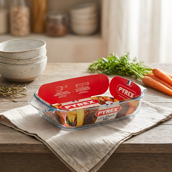 Pyrex Rectangular Glass Baking Dish Set 3 Pcs