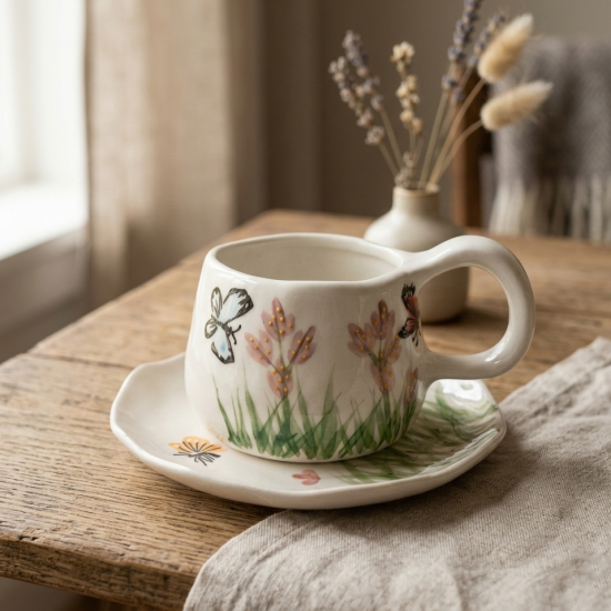 Porcelain Mug & Saucer
