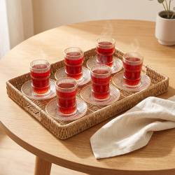 Tea Glass Cups And Saucer Set 6 Pcs