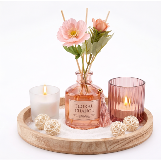 Floral Candle & Reed Diffuser Set