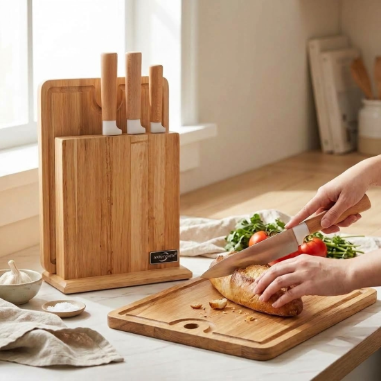 Kitchen Knife And Cutting Board Set 6 Pieces