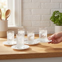 Glass Cups And Saucer Set 6 Pcs