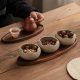 Porcelain Bowl Set 3 Pieces With Wooden Base