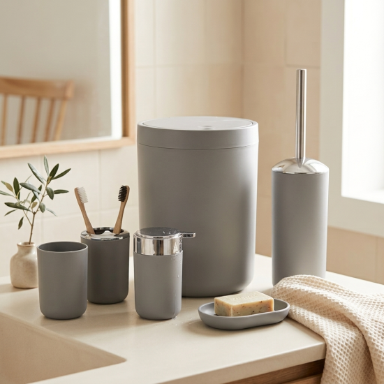 Plastic Bathroom Set - 6 Pcs