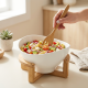 Porcelain Bowl with Wooden Stand