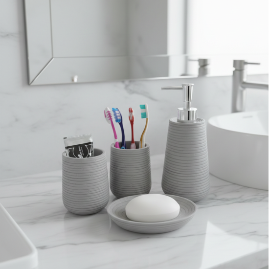Ceramic Bathroom Set - 4 Pcs