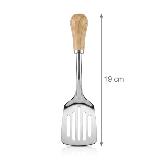 Steel spoon with a wooden handle