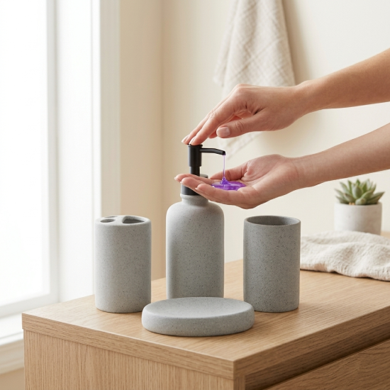 Ceramic Bathroom Set - 4 Pcs