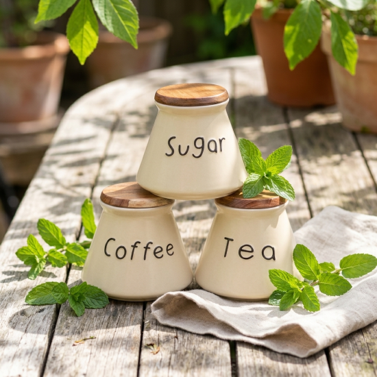 Porcelain Spice Jar Set - 3 Pcs