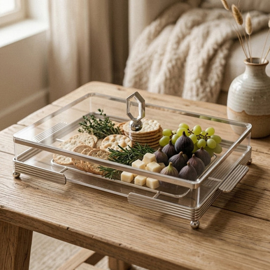 Acrylic & Metal Rectangular Serving Platter Large