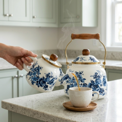 Flowers Pattern Tea Pot Set 2 Pieces