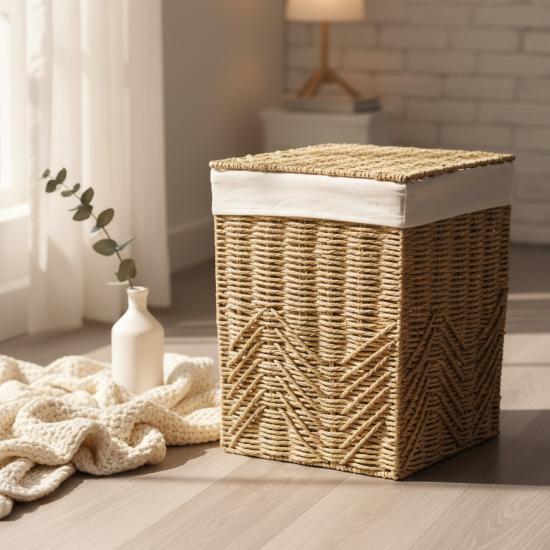Straw Laundry Basket Small