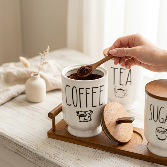 Porcelain Spice Jar Set - 3 Pcs