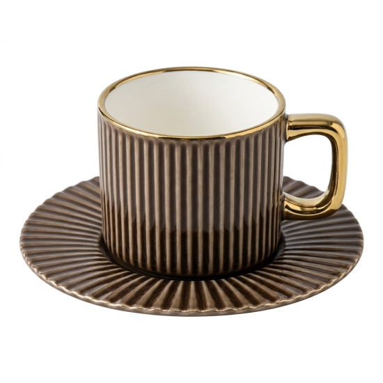 Porcelain Coffee Cup and Saucer Set - 6 Pcs